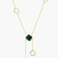 18k Gold Dipped Semi-Precious Quatrefoil Lariat Necklace