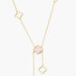 18k Gold Dipped Semi-Precious Quatrefoil Lariat Necklace