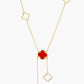 18k Gold Dipped Semi-Precious Quatrefoil Lariat Necklace
