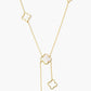 18k Gold Dipped Semi-Precious Quatrefoil Lariat Necklace