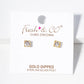 18k Gold Dipped Square 4mm CZ Stone Post Stud Earrings