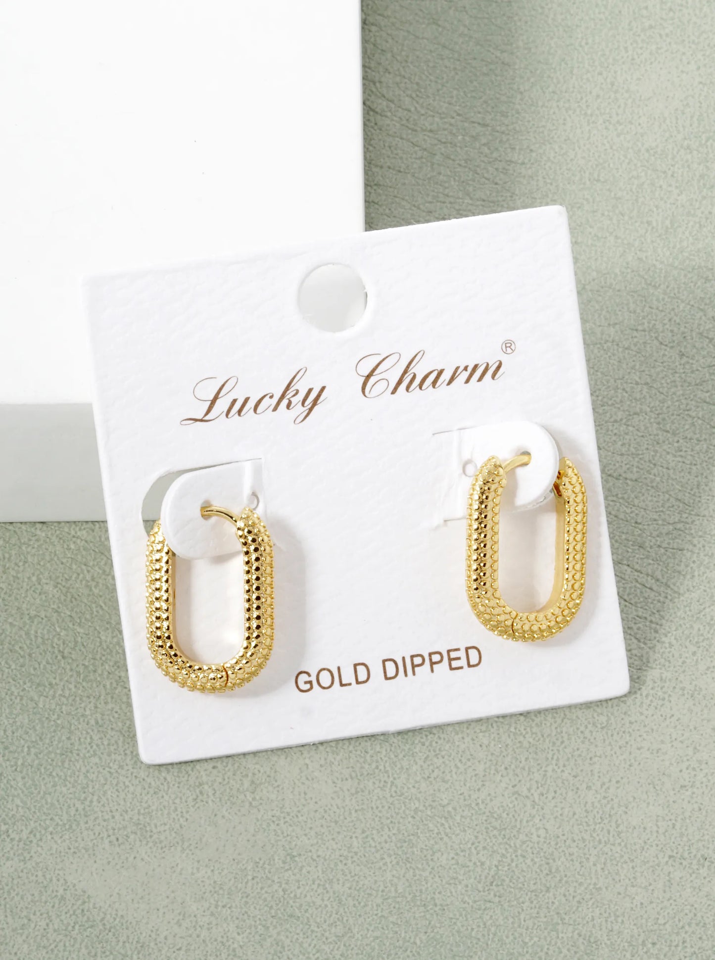 18k Gold Dipped Textured 20mm Oval Hoop Earrings