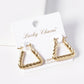 18k Gold Dipped Textured 20mm Triangle Brass Hoop Earrings