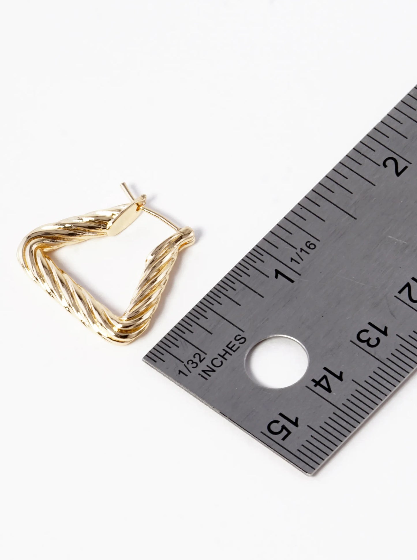 18k Gold Dipped Textured 20mm Triangle Brass Hoop Earrings