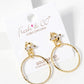 18k Gold Dipped Textured Circle Drop Post Earrings
