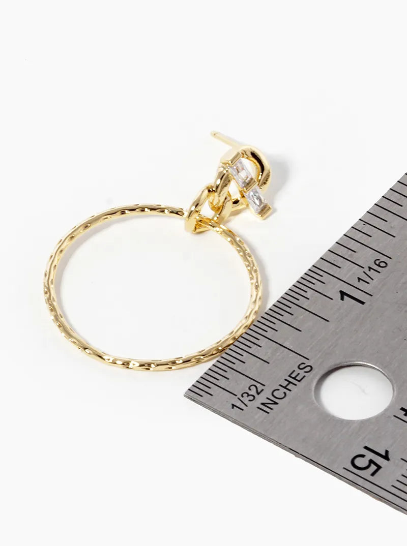 18k Gold Dipped Textured Circle Drop Post Earrings