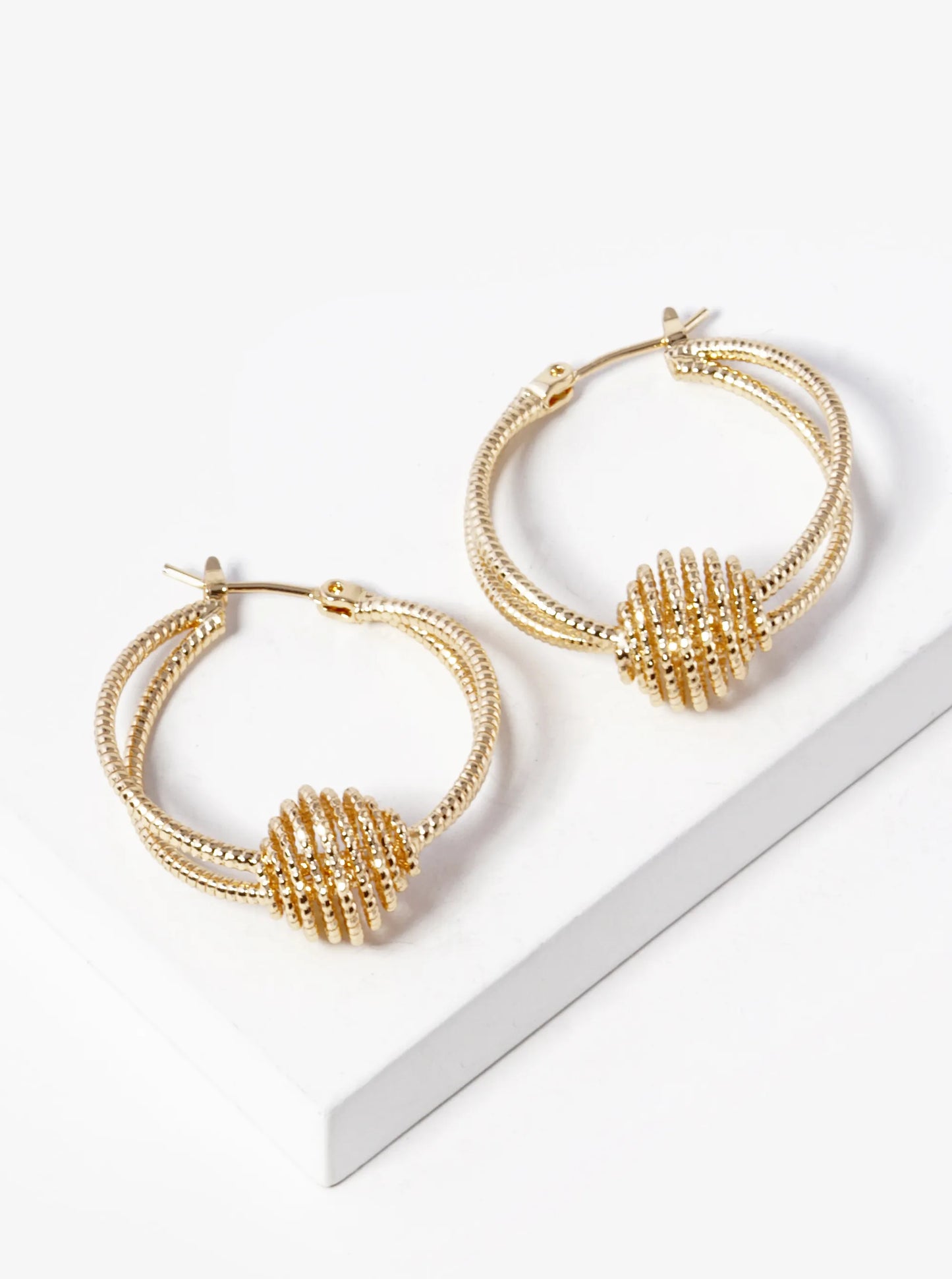 18k Gold Dipped Textured Double Hoop Earrings
