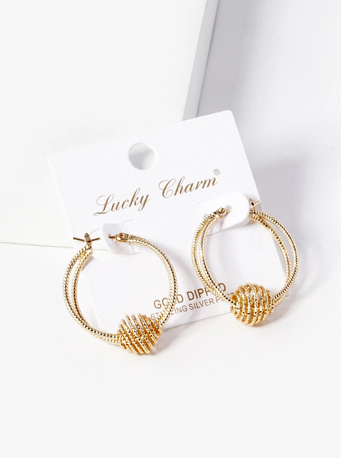 18k Gold Dipped Textured Double Hoop Earrings