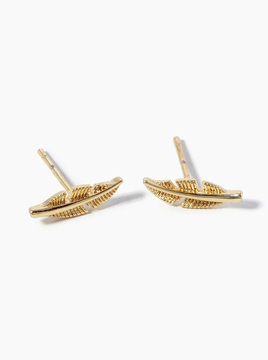 18k Gold Dipped Textured Tiny Leaves Post Stud Earrings
