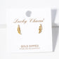 18k Gold Dipped Textured Tiny Leaves Post Stud Earrings