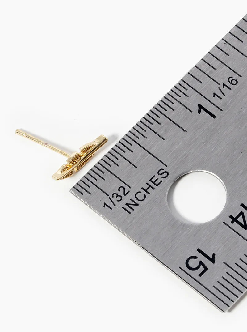 18k Gold Dipped Textured Tiny Leaves Post Stud Earrings