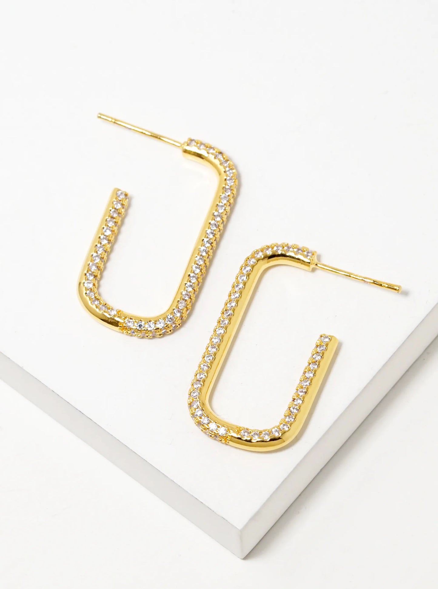 18k Gold Dipped Tiny CZ Pave Delicate Open Hoop Earrings