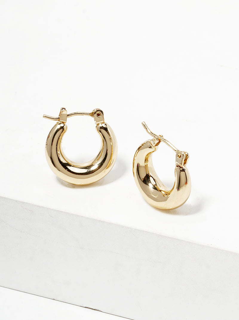 18k Gold Dipped 15mm Tapered Hinged Hoop Earrings