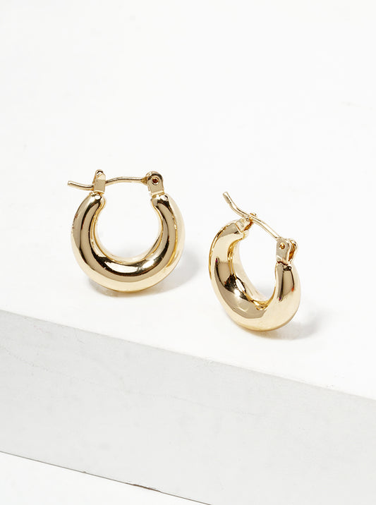 18k Gold Dipped 15mm Tapered Hinged Hoop Earrings