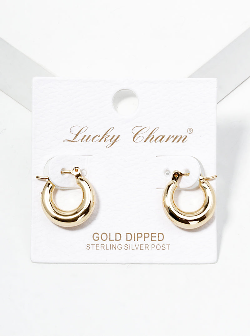 18k Gold Dipped 15mm Tapered Hinged Hoop Earrings