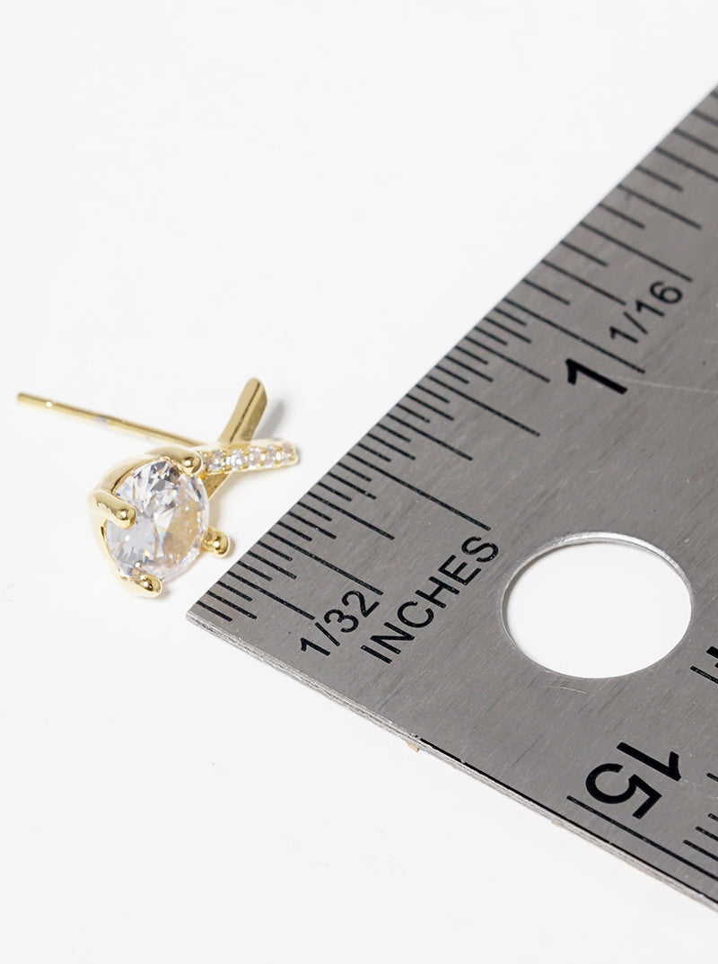 18k Gold Dipped 4-prong CZ Drop X Shape Post Stud Earrings