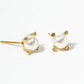 White Gold Dipped 6mm Glass Pearl Post Stud Earrings