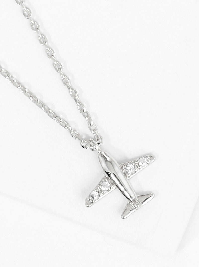18k Gold Dipped CZ Airplane Pendant Delicate Necklace