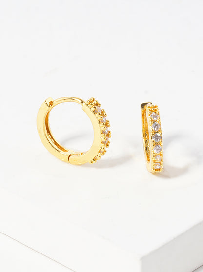 18k Gold Dipped CZ Pave 10mm Huggie Hoop Earrings