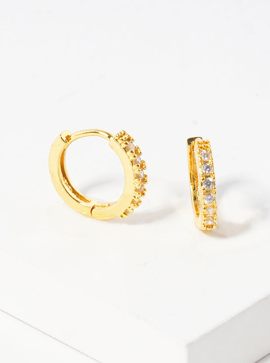 18k Gold Dipped CZ Pave 10mm Huggie Hoop Earrings