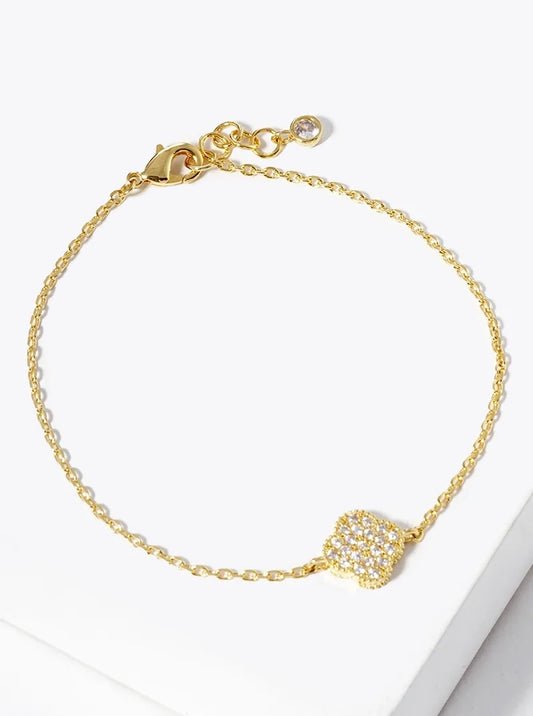 18k Gold Dipped CZ Pave 10mm Quatrefoil Bracelet