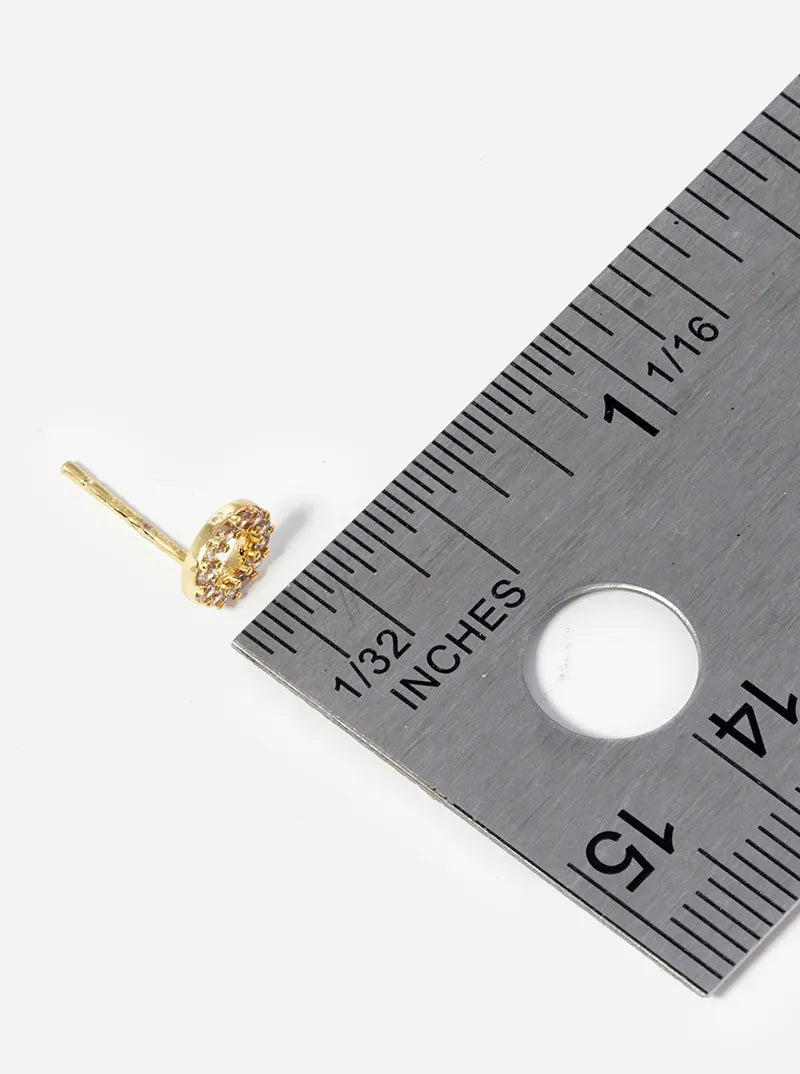 18k Gold Dipped CZ Pave 5mm Circle Post Stud Earrings