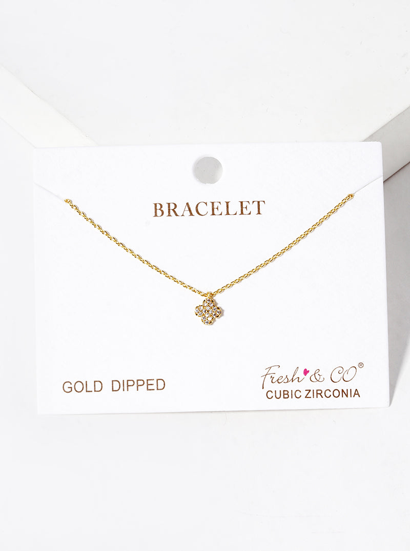 18k Gold Dipped CZ Pave 6mm Quatrefoil Bracelet