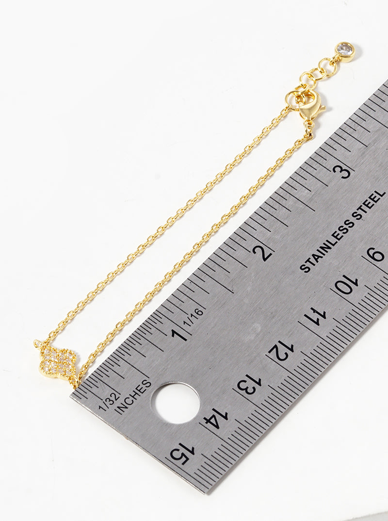 18k Gold Dipped CZ Pave 8mm Quatrefoil Bracelet