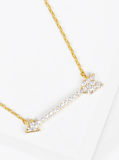 18k Gold Dipped CZ Pave Arrow Pendant Delicate Necklace