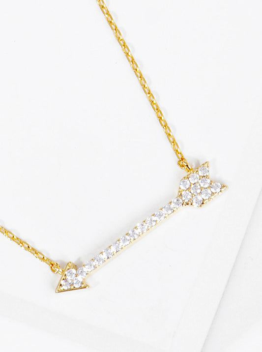 18k Gold Dipped CZ Pave Arrow Pendant Delicate Necklace