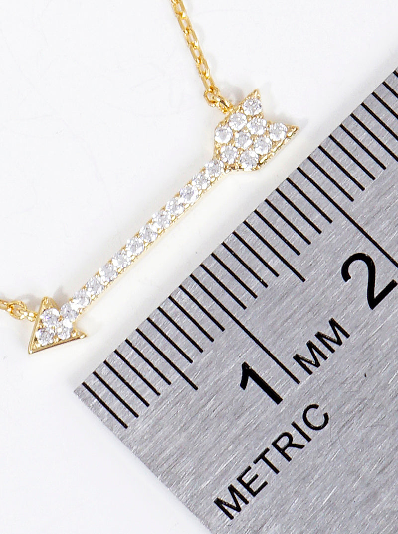 18k Gold Dipped CZ Pave Arrow Pendant Delicate Necklace