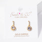18k Gold Dipped CZ Pave Bar With Round Drop Post Dangle Earrings