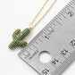 18k Gold Dipped CZ Pave Cactus Pendant Necklace