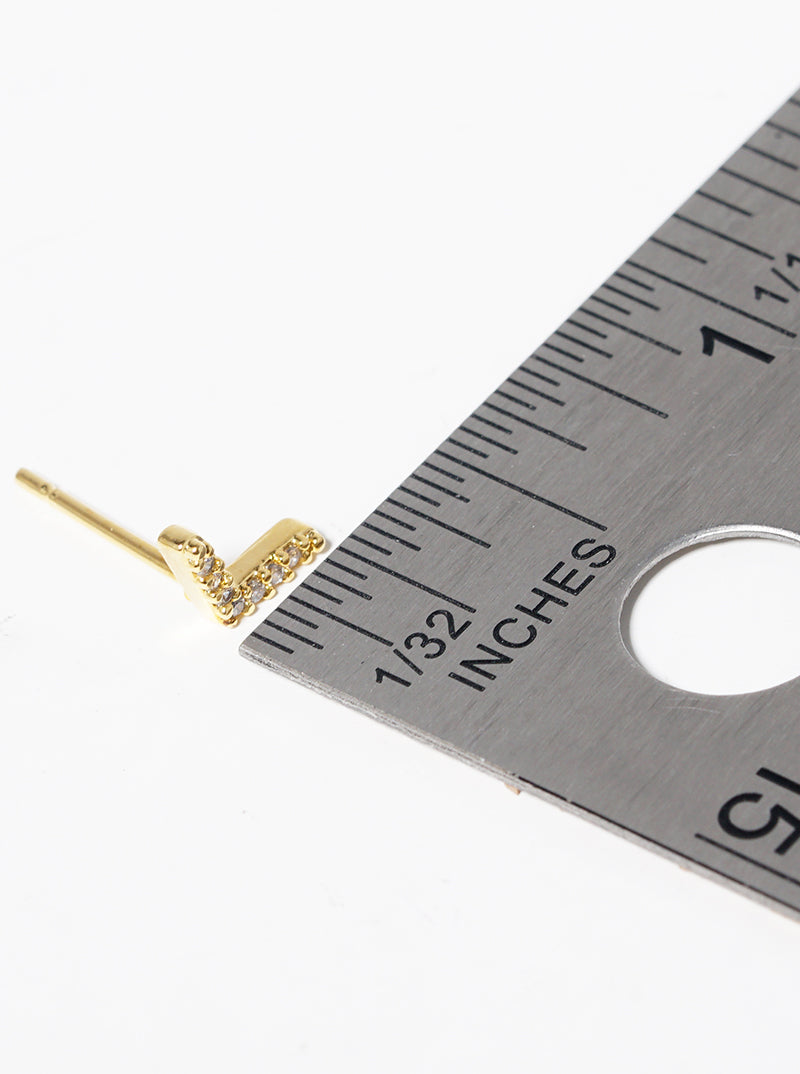 18k Gold Dipped CZ Pave Chevron Post Stud Earrings