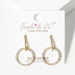 18k Gold Dipped CZ Pave Circle Drop Delicate Dangle Post Earrings