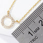 18k Gold Dipped CZ Pave Circle Pendant Delicate Necklace