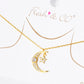 18k Gold Dipped CZ Pave Crescent Moon And Star Pendant Delicate Necklace