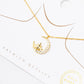 18k Gold Dipped CZ Pave Crescent Moon Pendant Necklace