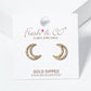 18k Gold Dipped CZ Pave Crescent Moon Post Stud Earrings