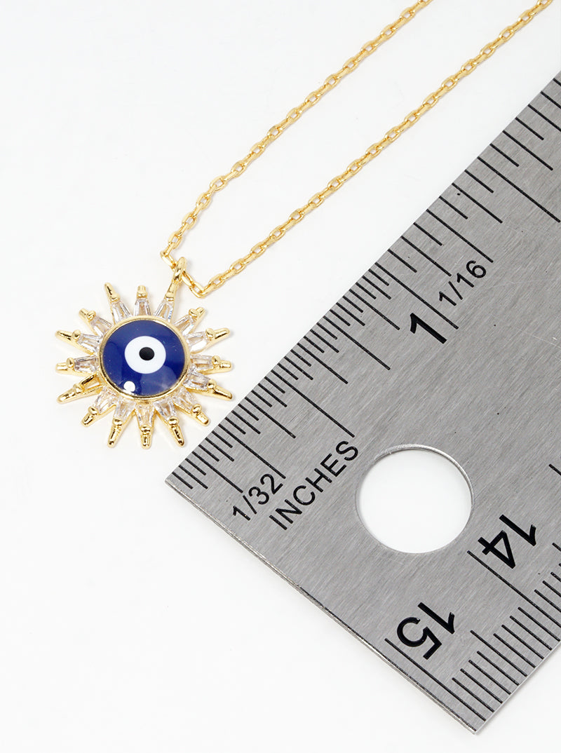 18k Gold Dipped CZ Pave Evil Eye Pendant Necklace