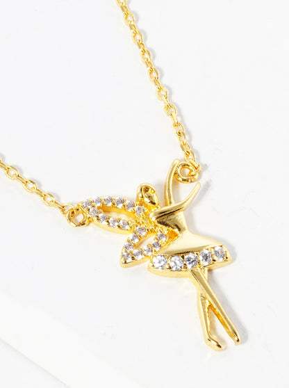 18k Gold Dipped CZ Pave Fairy Pendant Delicate Necklace