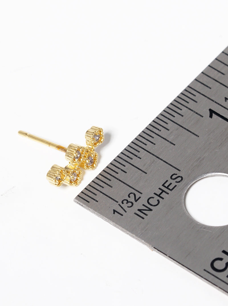 18k Gold Dipped CZ Pave Five Flower Post Stud Earrings