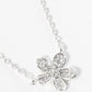 18k Gold Dipped CZ Pave Flower Pendant Delicate Necklace