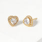 White Gold Dipped CZ Pave Heart Post Stud Earrings