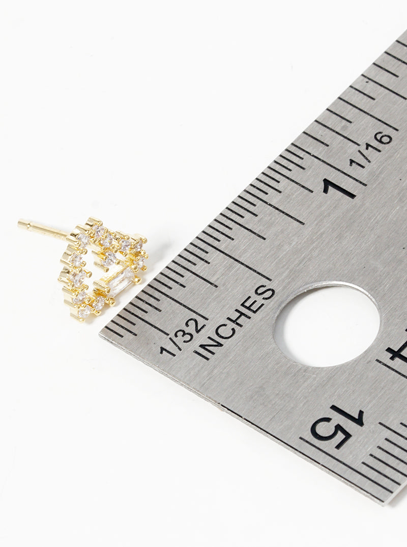 18k Gold Dipped CZ Pave Heart Post Stud Earrings