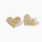 White Gold Dipped CZ Pave Heart Post Stud Earrings