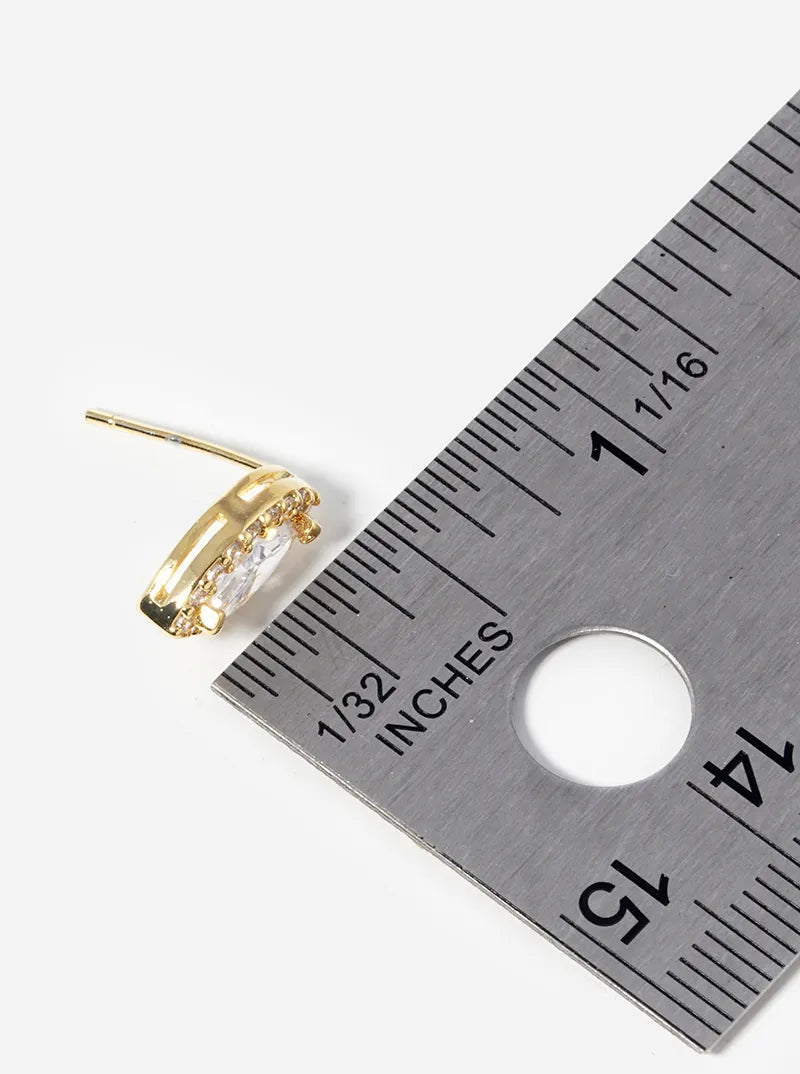 18k Gold Dipped CZ Pave Marquise Post Stud Earrings