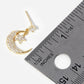 18k Gold Dipped CZ Pave Moon And Star Drop Dangle Post Earrings
