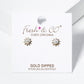 18k Gold Dipped CZ Pave Pearl Flower Post Stud Earrings