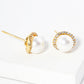 White Gold Dipped CZ Pave Pearl Post Stud Earrings
